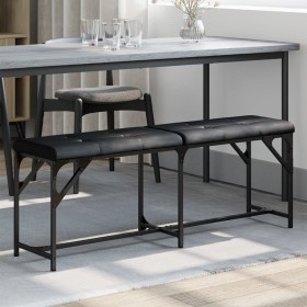 Dining bench made of black steel and synthetic leather 124x32x45 cm by , Dining and kitchen benches - Ref: Foro24-835220, Pri...