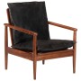 Solid acacia wood armchair with genuine black leather by , Armchairs - Ref: Foro24-340922, Price: 199,42 €, Discount: %