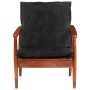 Solid acacia wood armchair with genuine black leather by , Armchairs - Ref: Foro24-340922, Price: 199,42 €, Discount: %