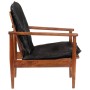 Solid acacia wood armchair with genuine black leather by , Armchairs - Ref: Foro24-340922, Price: 199,42 €, Discount: %