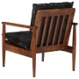 Solid acacia wood armchair with genuine black leather by , Armchairs - Ref: Foro24-340922, Price: 199,42 €, Discount: %