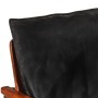 Solid acacia wood armchair with genuine black leather by , Armchairs - Ref: Foro24-340922, Price: 199,42 €, Discount: %