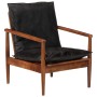 Solid acacia wood armchair with genuine black leather by , Armchairs - Ref: Foro24-340922, Price: 199,42 €, Discount: %