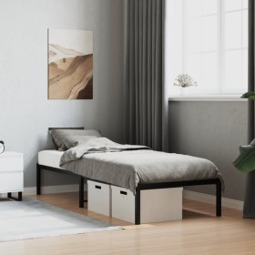 Black metal bed frame 75x190 cm by , Beds and slatted bases - Ref: Foro24-373645, Price: 73,33 €, Discount: %