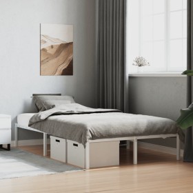 White metal bed frame 120x190 cm by , Beds and slatted bases - Ref: Foro24-373670, Price: 72,81 €, Discount: %