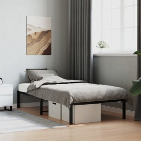 Black metal bed frame 90x190 cm by , Beds and slatted bases - Ref: Foro24-373647, Price: 88,99 €, Discount: %