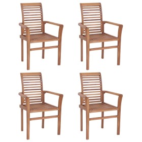 Stackable dining chairs, set of 4, solid teak wood by vidaXL, dining chairs - Ref: Foro24-44665, Price: 377,99 €, Discount: %