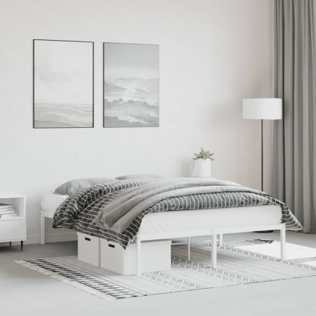 Estructura de cama de metal blanca 135x190 cm de , Camas y somieres - Ref: Foro24-373672, Precio: 81,99 €, Descuento: %