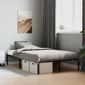 Black metal bed frame 120x200 cm by , Beds and slatted bases - Ref: Foro24-373653, Price: 98,47 €, Discount: %