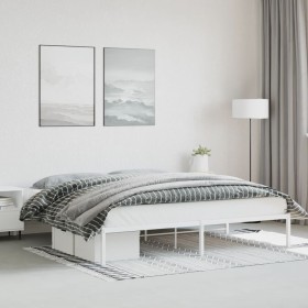 White metal bed frame 193x203 cm by , Beds and slatted bases - Ref: Foro24-373679, Price: 88,97 €, Discount: %