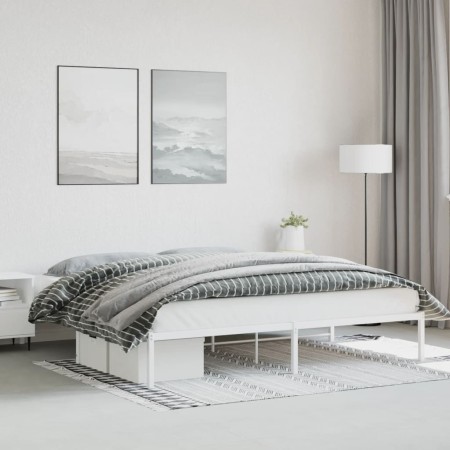 White metal bed frame 193x203 cm by , Beds and slatted bases - Ref: Foro24-373679, Price: 90,99 €, Discount: %