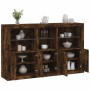 Sideboard with LED lights smoked oak 162x37x100 cm by , Sideboards - Ref: Foro24-3209146, Price: 257,55 €, Discount: %