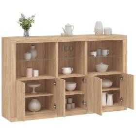 Sideboard mit LED-Leuchten Sonoma-Eiche 162x37x100 cm von , Sideboards - Ref: Foro24-3209144, Preis: 244,31 €, Rabatt: %