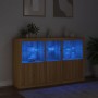 Aparador con luces LED roble Sonoma 162x37x100 cm de , Aparadores - Ref: Foro24-3209144, Precio: 247,03 €, Descuento: %