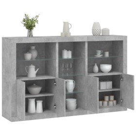 Concrete gray sideboard with LED lights 162x37x100 cm by , Sideboards - Ref: Foro24-3209173, Price: 225,99 €, Discount: %