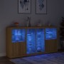 Sideboard with LED lights Sonoma oak 202x37x100 cm by , Sideboards - Ref: Foro24-3209186, Price: 270,37 €, Discount: %