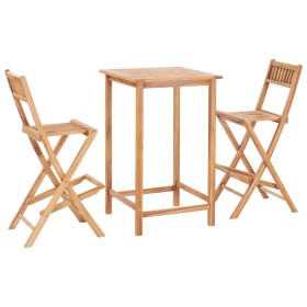 Solid oak garden bar table and chairs set 3 pieces by vidaXL, Garden sets - Ref: Foro24-44671, Price: 394,99 €, Discount: %