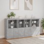 Betongraues Sideboard mit LED-Leuchten 202x37x100 cm von , Sideboards - Ref: Foro24-3209159, Preis: 281,87 €, Rabatt: %