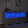 Concrete gray sideboard with LED lights 202x37x100 cm by , Sideboards - Ref: Foro24-3209159, Price: 281,87 €, Discount: %