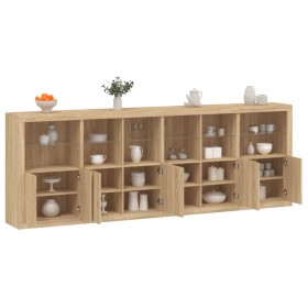 Sideboard with LED lights Sonoma oak 283x37x100 cm by , Sideboards - Ref: Foro24-3209165, Price: 449,01 €, Discount: %