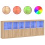 Sideboard with LED lights Sonoma oak 283x37x100 cm by , Sideboards - Ref: Foro24-3209165, Price: 449,01 €, Discount: %