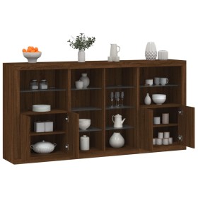 Sideboard with LED lights brown oak 202x37x100 cm by , Sideboards - Ref: Foro24-3209190, Price: 258,99 €, Discount: %