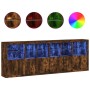 Aparador con luces LED roble ahumado 283x37x100 cm de , Aparadores - Ref: Foro24-3209167, Precio: 446,73 €, Descuento: %