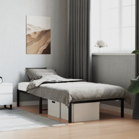 Black metal bed frame 90x200 cm by , Beds and slatted bases - Ref: Foro24-373648, Price: 82,99 €, Discount: %