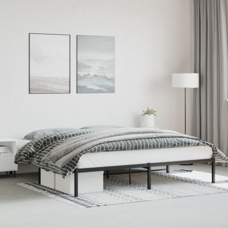 Black metal bed frame 200x200 cm by , Beds and slatted bases - Ref: Foro24-373662, Price: 101,83 €, Discount: %