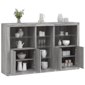 Sideboard with LED lights Sonoma gray 162x37x100 cm by , Sideboards - Ref: Foro24-3209175, Price: 244,07 €, Discount: %