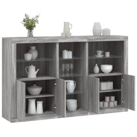 Sideboard with LED lights Sonoma gray 162x37x100 cm by , Sideboards - Ref: Foro24-3209175, Price: 230,99 €, Discount: %