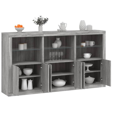 Sideboard with LED lights Sonoma gray 181.5x37x100 cm by , Sideboards - Ref: Foro24-3209154, Price: 259,81 €, Discount: %