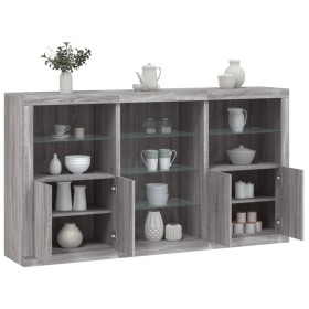 Sideboard with LED lights Sonoma gray 181.5x37x100 cm by , Sideboards - Ref: Foro24-3209182, Price: 246,63 €, Discount: %