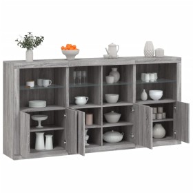 Sideboard with LED lights Sonoma gray 202x37x100 cm by , Sideboards - Ref: Foro24-3209161, Price: 293,99 €, Discount: %