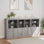 Sideboard with LED lights Sonoma gray 202x37x100 cm by , Sideboards - Ref: Foro24-3209161, Price: 293,38 €, Discount: %