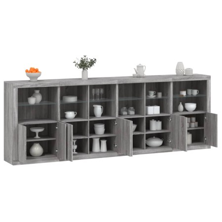 Sideboard with LED lights Sonoma gray 283x37x100 cm by , Sideboards - Ref: Foro24-3209168, Price: 447,76 €, Discount: %