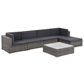 6-teiliges Gartenmöbel-Set und graue synthetische Rattankissen von vidaXL, Gartensets - Ref: Foro24-44607, Preis: 540,27 €, R...