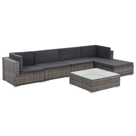 6-piece garden furniture set and gray synthetic rattan cushions by vidaXL, Garden sets - Ref: Foro24-44607, Price: 523,69 €, ...