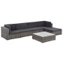 Set de muebles de jardín 6 pzas y cojines ratán sintético gris de vidaXL, Conjuntos de jardín - Ref: Foro24-44607, Precio: 52...