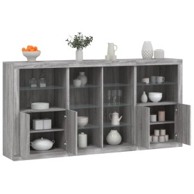 Sideboard with LED lights Sonoma gray 202x37x100 cm by , Sideboards - Ref: Foro24-3209189, Price: 258,99 €, Discount: %