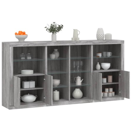 Sideboard with LED lights Sonoma gray 202x37x100 cm by , Sideboards - Ref: Foro24-3209189, Price: 262,32 €, Discount: %