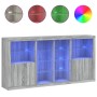 Aparador con luces LED gris Sonoma 202x37x100 cm de , Aparadores - Ref: Foro24-3209189, Precio: 258,99 €, Descuento: %