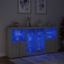 Sideboard with LED lights Sonoma gray 202x37x100 cm by , Sideboards - Ref: Foro24-3209189, Price: 262,32 €, Discount: %