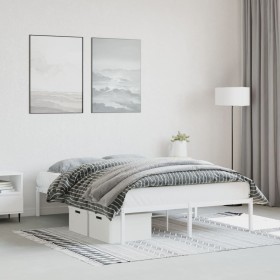 White metal bed frame 140x190 cm by , Beds and slatted bases - Ref: Foro24-373673, Price: 82,39 €, Discount: %