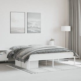 Estructura de cama de metal blanco 183x213 cm de , Camas y somieres - Ref: Foro24-373678, Precio: 90,99 €, Descuento: %