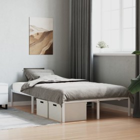 White metal bed frame 120x200 cm by , Beds and slatted bases - Ref: Foro24-373671, Price: 75,32 €, Discount: %