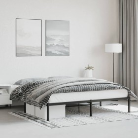 Black metal bed frame 180x200 cm by , Beds and slatted bases - Ref: Foro24-373659, Price: 91,99 €, Discount: %