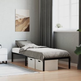 Black metal bed frame 80x200 cm by , Beds and slatted bases - Ref: Foro24-373646, Price: 77,99 €, Discount: %