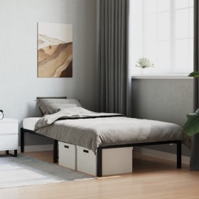 Black metal bed frame 100x200 cm by , Beds and slatted bases - Ref: Foro24-373650, Price: 61,99 €, Discount: %