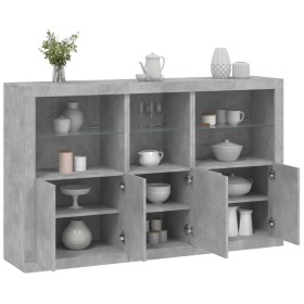 Sideboard with LED lights in concrete gray 162x37x100 cm by , Sideboards - Ref: Foro24-3209145, Price: 235,99 €, Discount: %